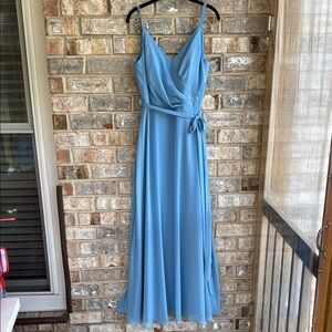 After Six Blue Sleeveless Wrap Maxi Dress